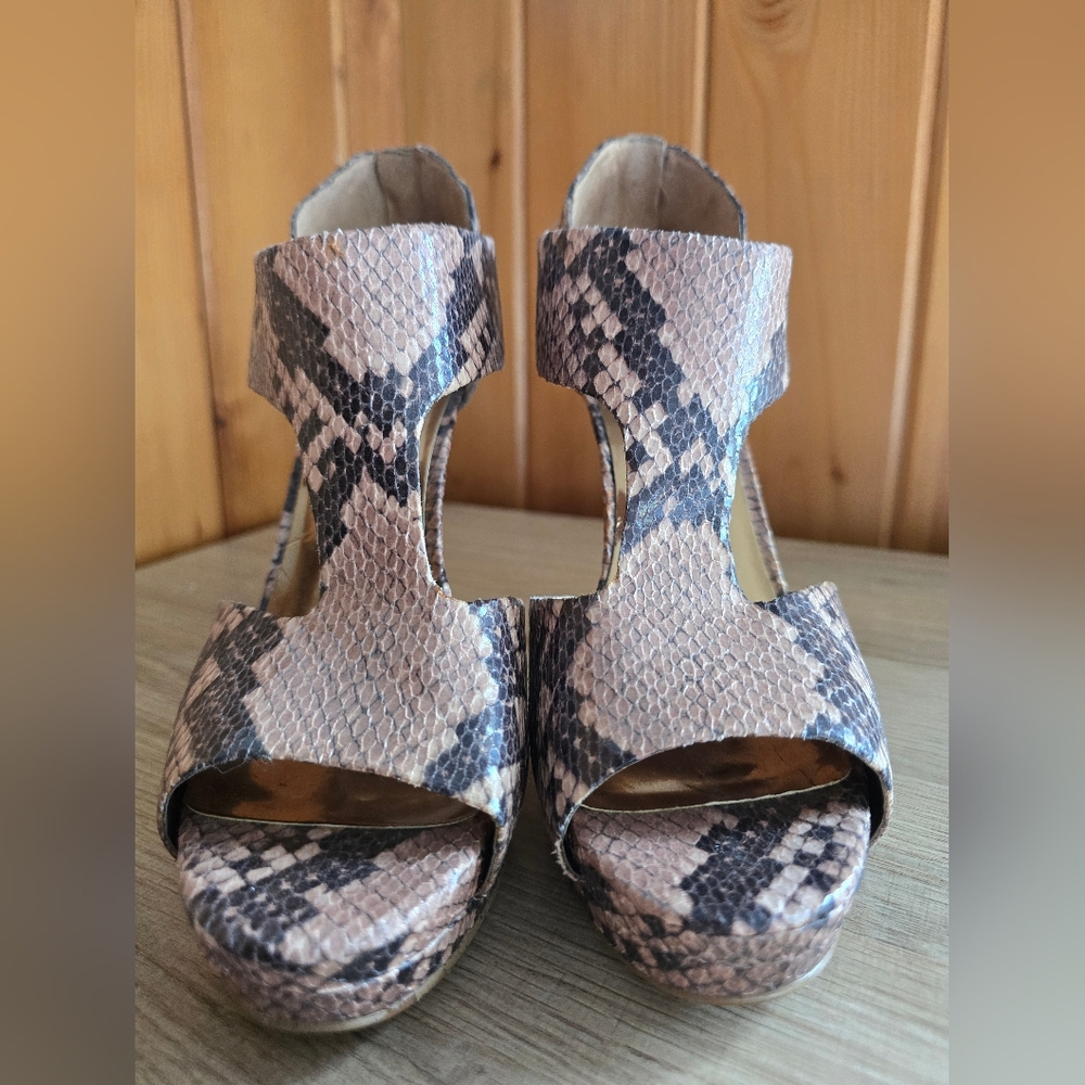 Nine West Snakeskin Pattern Heels Sexy Businees Office Cocktail Size 8.5 Baddie - Picture 7 of 10